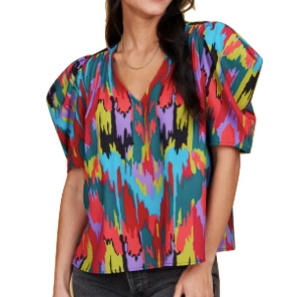 CROSBY Stetson top in electric ikat